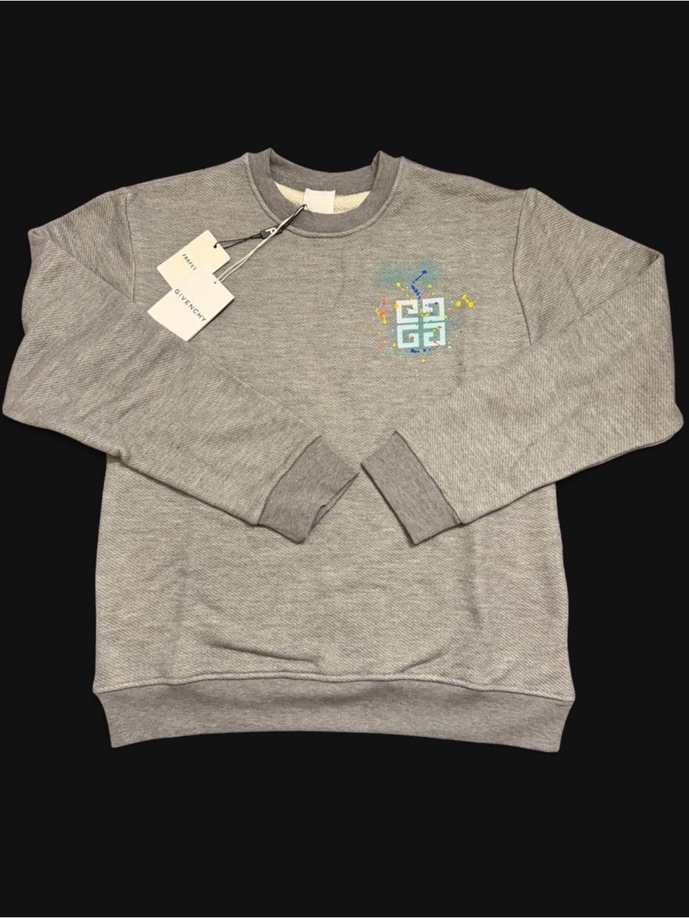 Givenchy Gray Crewneck Sweatshirt with Multicolor Logo